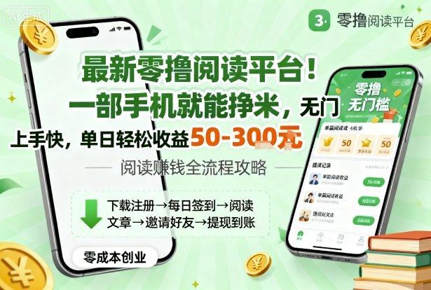 最新零撸阅读平台！一部手机就能挣米，无门槛上手快，单日轻松收益50-3张-可燃