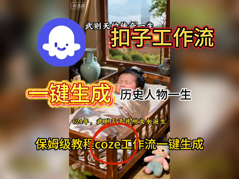 扣子工作流一键生成历史人物一生视频工作流搭建教程-可燃