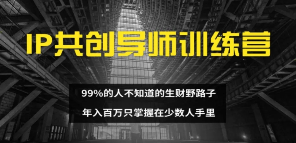 IP共创导师训练营 99%的人不知道的生财野路子 只掌握在少数人手里-可燃