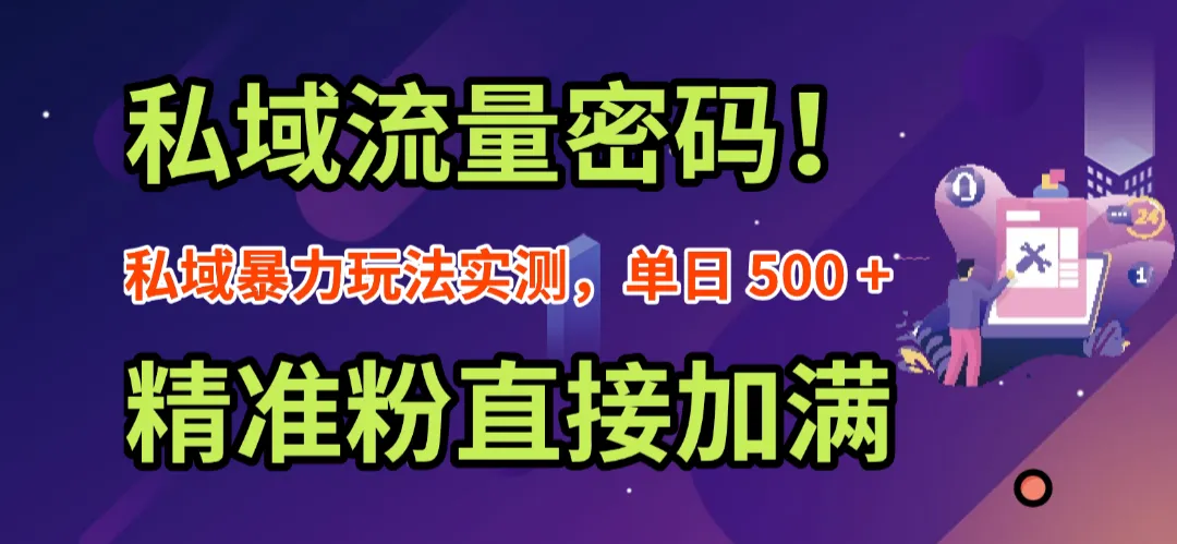 私域流量密码!私域暴力玩法实测,单日 500 + 精准粉直接加满-可燃