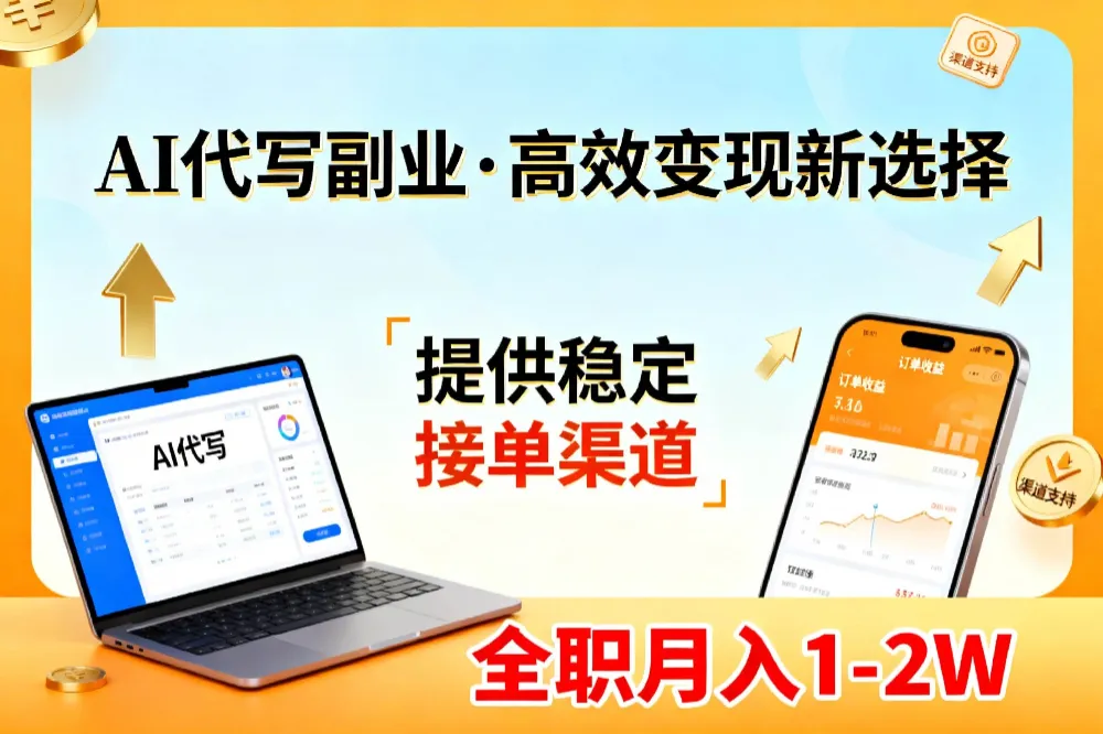 AI代写副业，高效变现，提供渠道，永不失业副业兼职 全职月入1-2W【SOP手册】-可燃