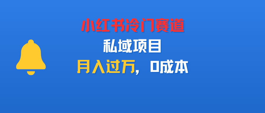 小红书冷门赛道，私域项目，月入过万，0成本-可燃