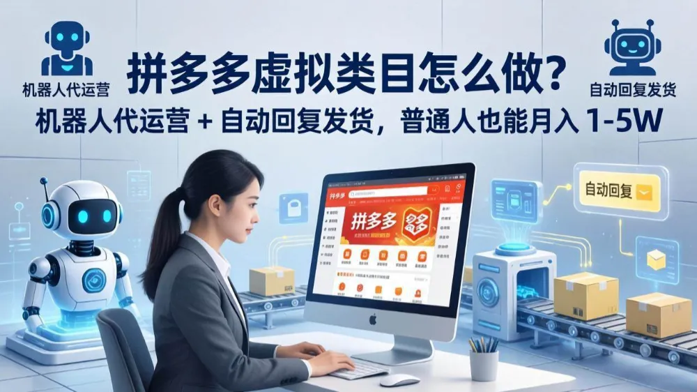 拼多多虚拟类目怎么做？机器人代运营 + 自动回复发货，普通人也能月入 1-5W-可燃